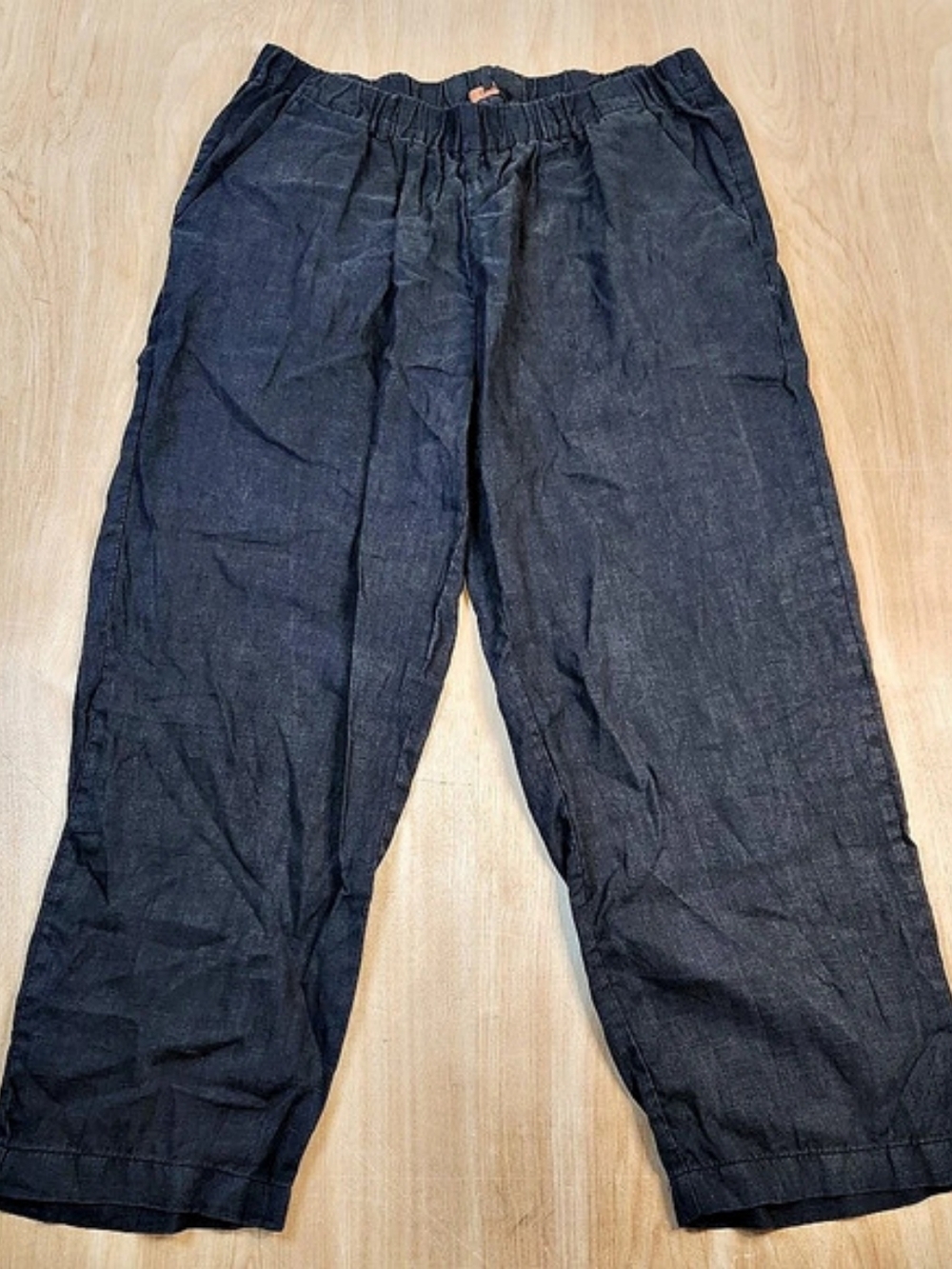 Quince Womens European Linen Straight Leg Pants Charcoal Grey L